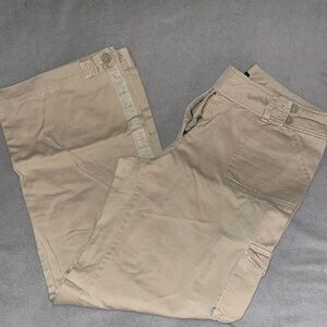 Women’s khaki boot cut cargo pants